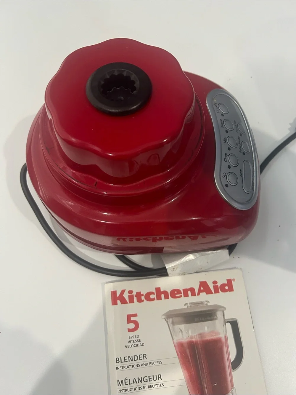 KitchenAid Red and Silver Countertop Blender with Clear Pitcher